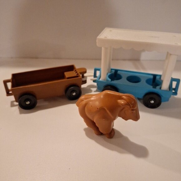 Fisher Price Other - Vtg 1984 Fisher Price Zoo Tram Pieces & Brown Mountain Goat For #916 Train Cart